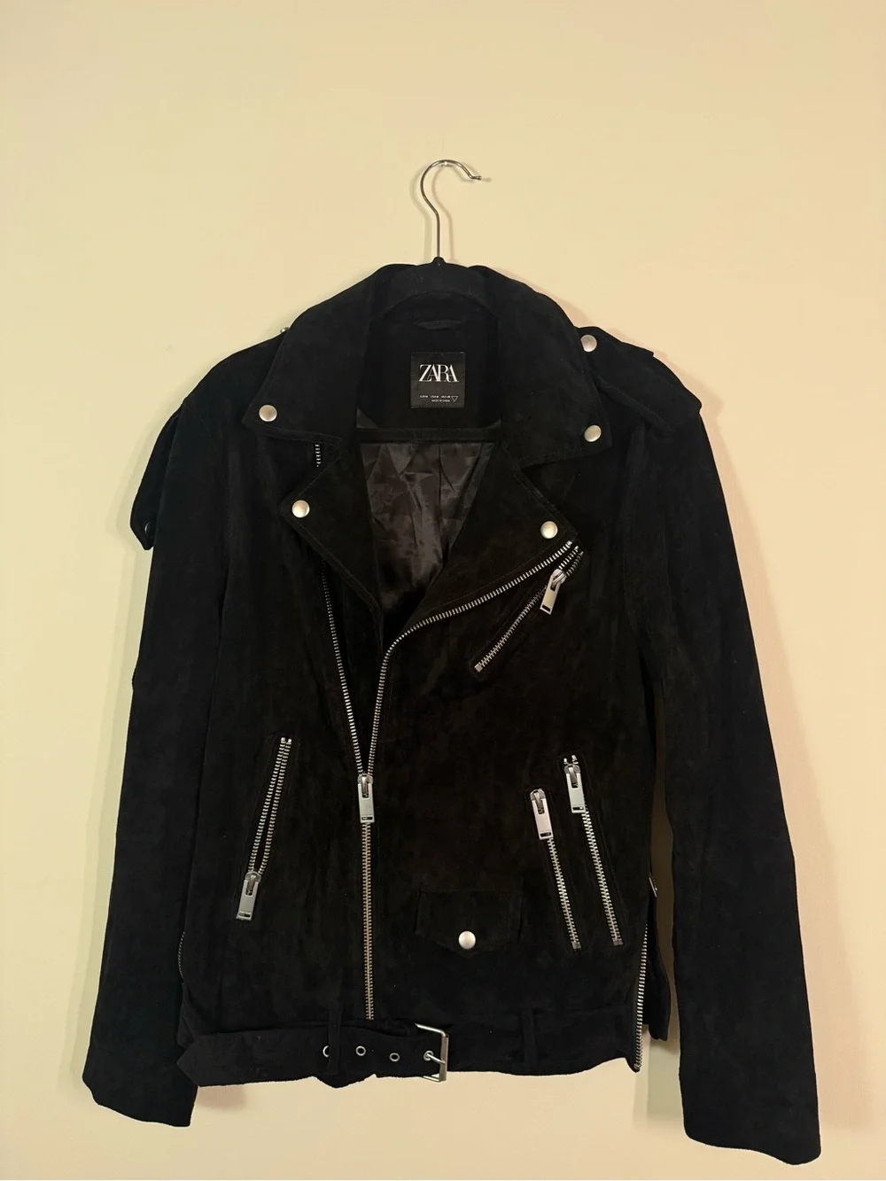 ZARA Black Suede Moto Biker Jacket